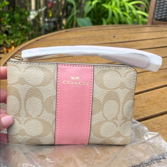 Coach Tan and Pink Wristlet - Picture 2 of 6